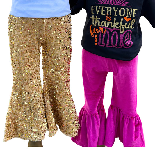 Hot Pink Velvet Bell Bottoms