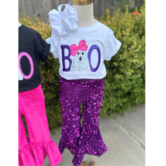 Purple Sequins Bell Bottoms