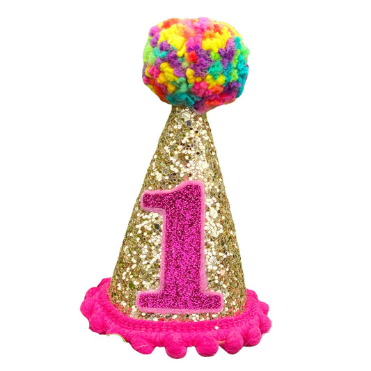 1st Birthday Hat, Glitter Birthday Hat, Miniature party hat, Cake Smash Hat, Birthday Party Hat, 1st party Hat, 2nd Birthday Hat, Dog Party