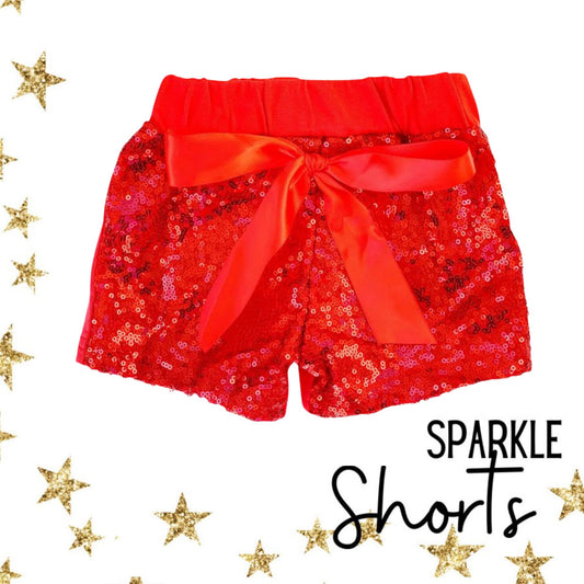 Red Sparkle Sequins Shorts