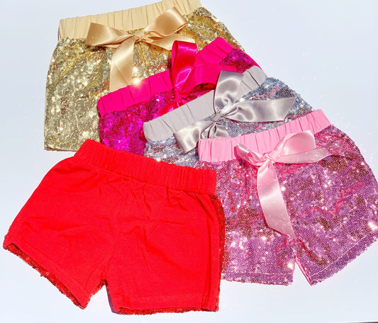 Red Sparkle Sequins Shorts